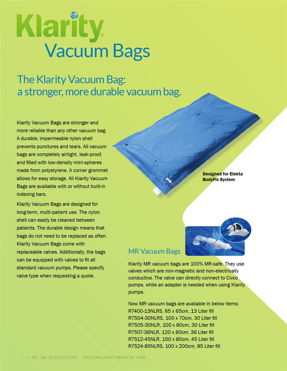 Klarity Vacuum Bags for Head & Neck Support